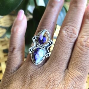 Southwestern Purple Dahlia Turquoise Ring